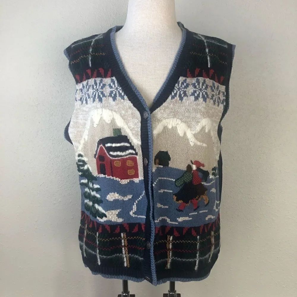 NorthCrest Winter Holiday Sleeveless Cardigan